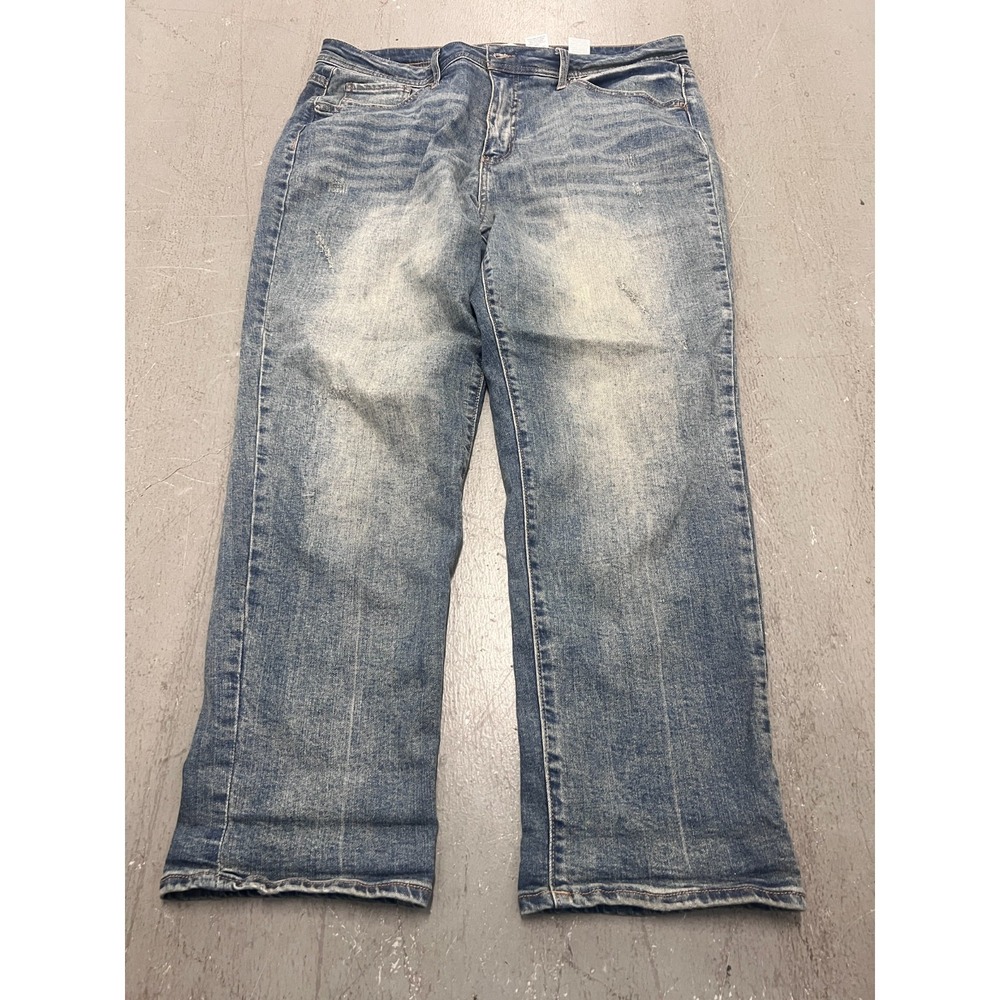 Time And Tru Jeans Womens 14 Blue Denim High Rise Relaxed Fit Cropped Streetwear